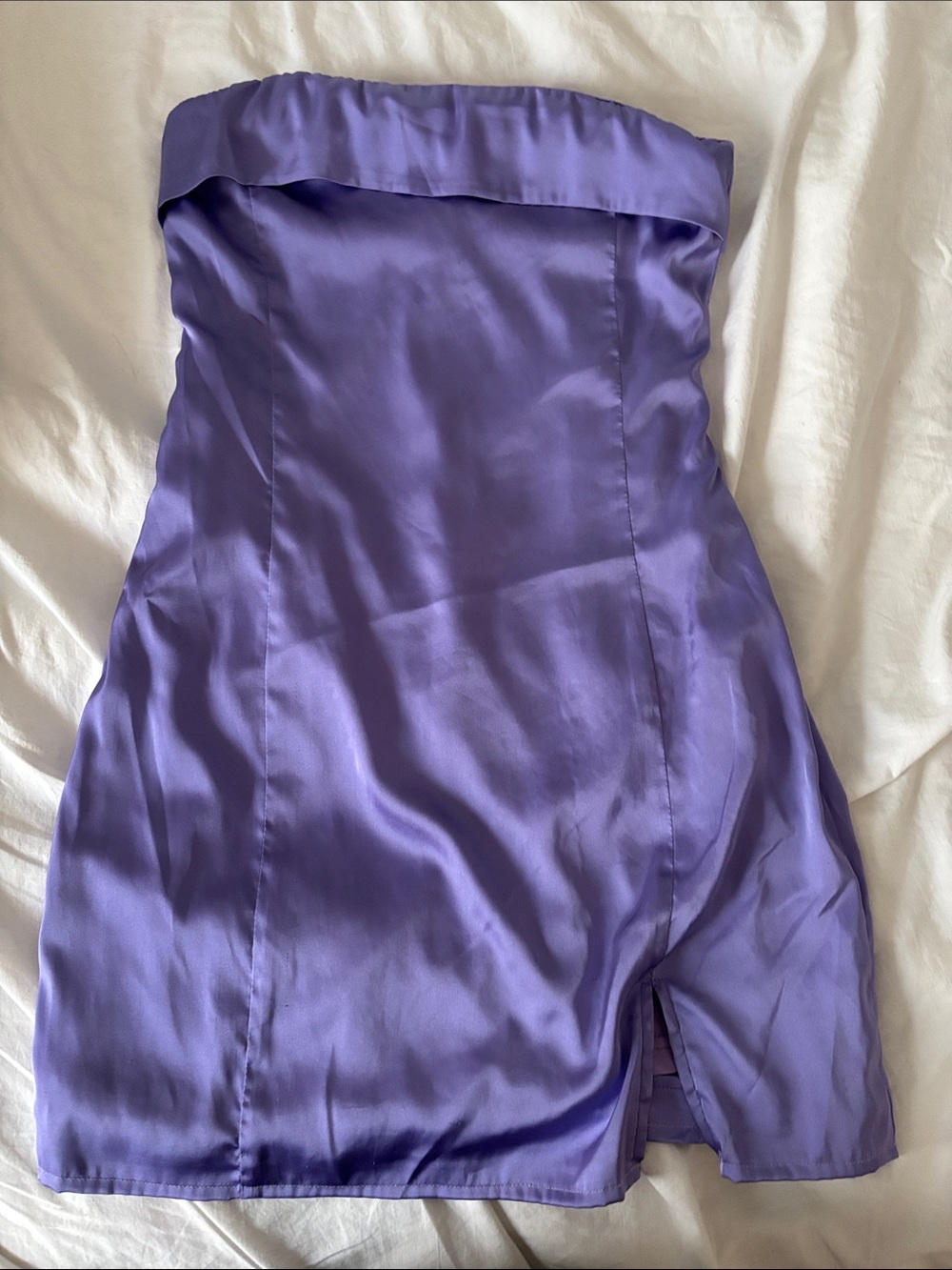 Strapless Lavender Satin Mini Dress